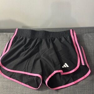 Adidas Black and Pink Athletic Running Shorts
